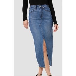 NWT Hudson Legacy Midi Denim Jean Stretch Reconstructed Slit Skirt Women's 34